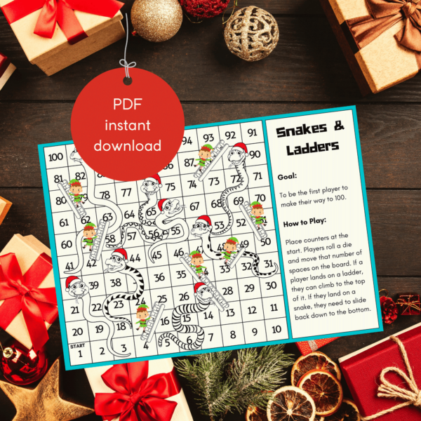 Instant Download Grinch and Ladders Christmas Board Game Printable PDF