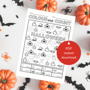 Instant Download Halloween Colour and Count Printable PDF
